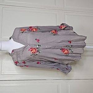 Figueroa & Flower Tan Tunic Length Blouse Size S